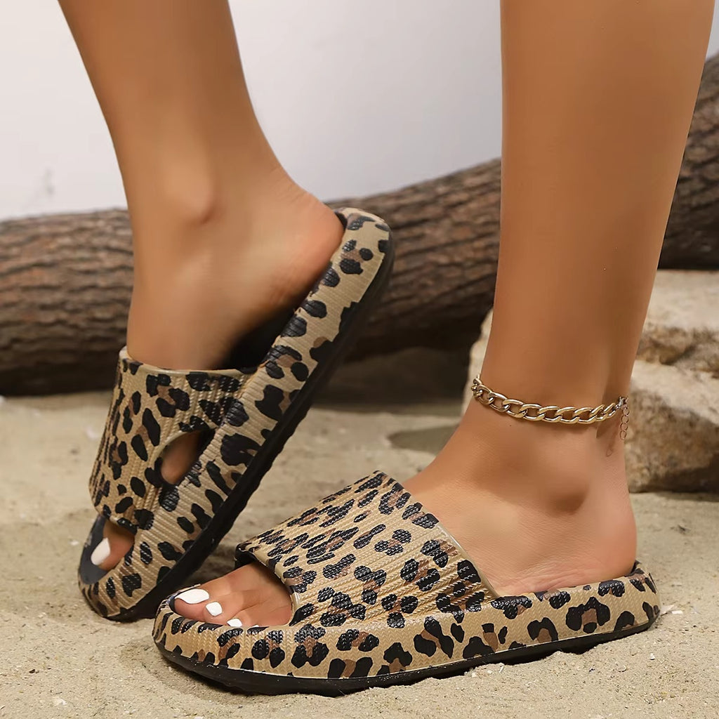 Women’s Leopard Print Thick-Sole Slippers