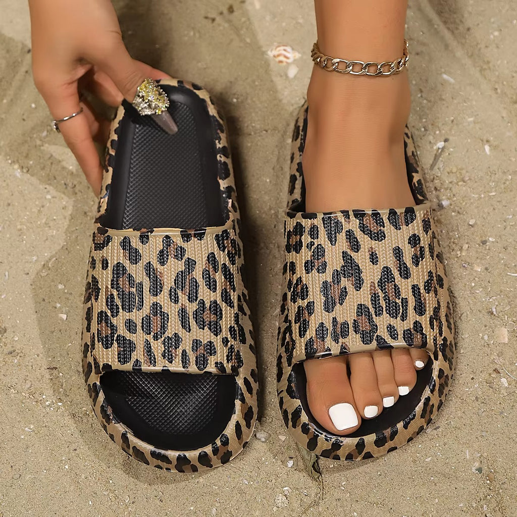 Women’s Leopard Print Thick-Sole Slippers